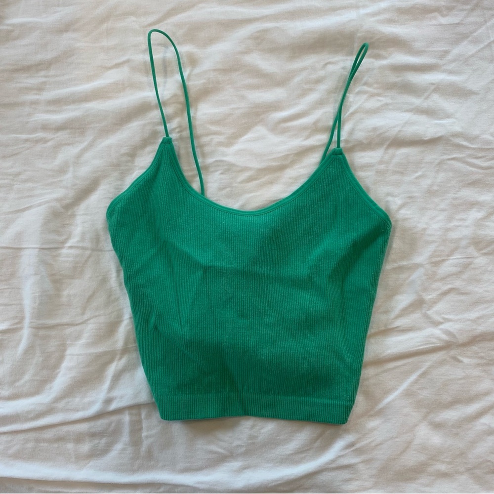 GREEN crop tank top